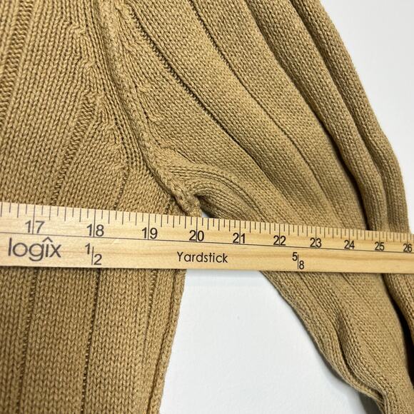 Eddie Bauer Sweater Mens Large Tan Shawl Collar Knit Grandpacore Linen Fisherman - Picture 9 of 9